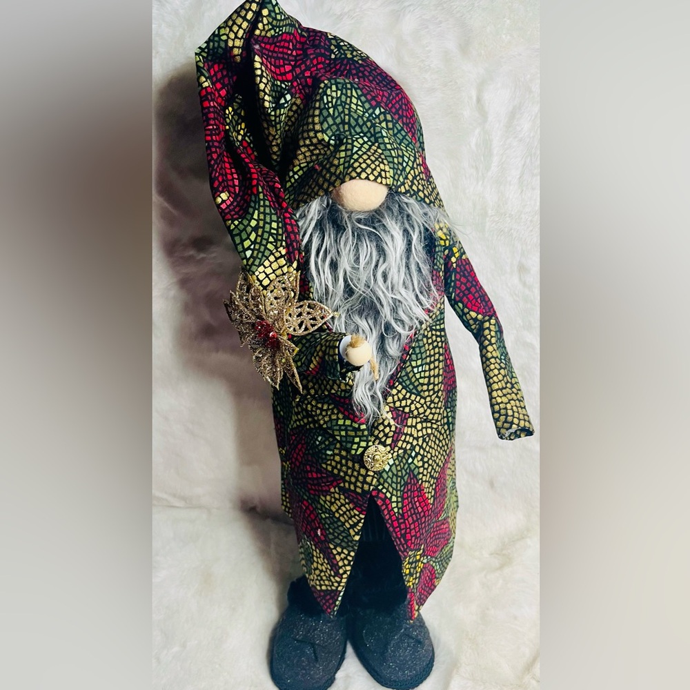 Festive Gnome Decor with Red and Green Pattern
